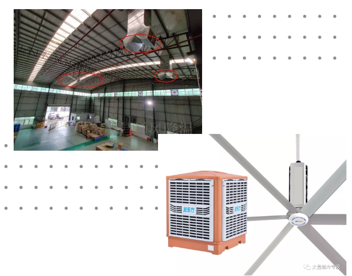 環(huán)?？照{(diào)+工業(yè)大風(fēng)扇高大廠房降溫通風(fēng)方案